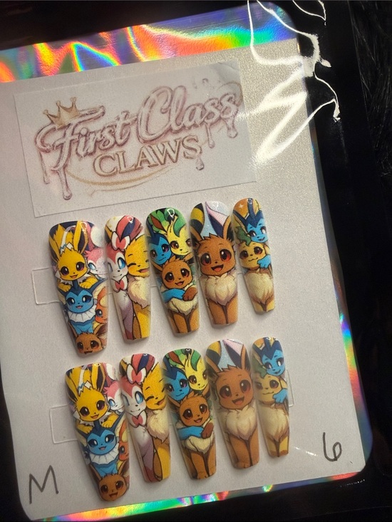 Pokemon Other - Pokemon Press-On Nails with Eeveelutions — Yellow, Blue, Brown, Green